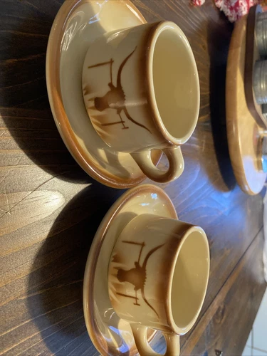 Vntg Syracuse China Longhorn Steer Head cup and saucer Western Restaurant Ware.