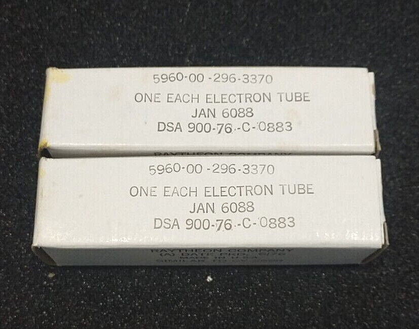 LOT OF 2 RAYTHEON JAN6088 MILSPEC ELECTRON TUBES 6088 522AX LOT OF 2 RAYTHEON JAN6088 MILSPEC ELECTRON TUBES 6088 522AX