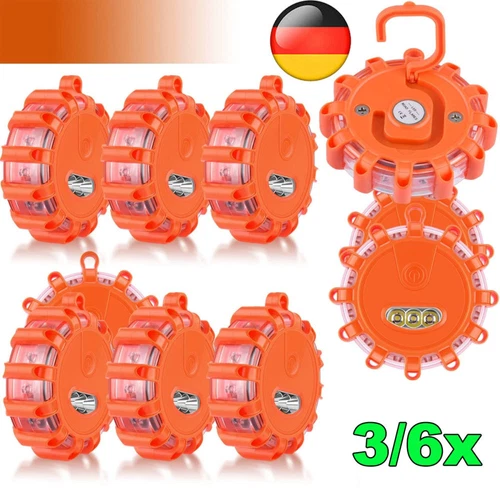 3/6 tlg Wasserdicht LED Warnleuchte Auto Warndreieck Kfz Notleuchten Warnblitzer - Bild 1 von 16