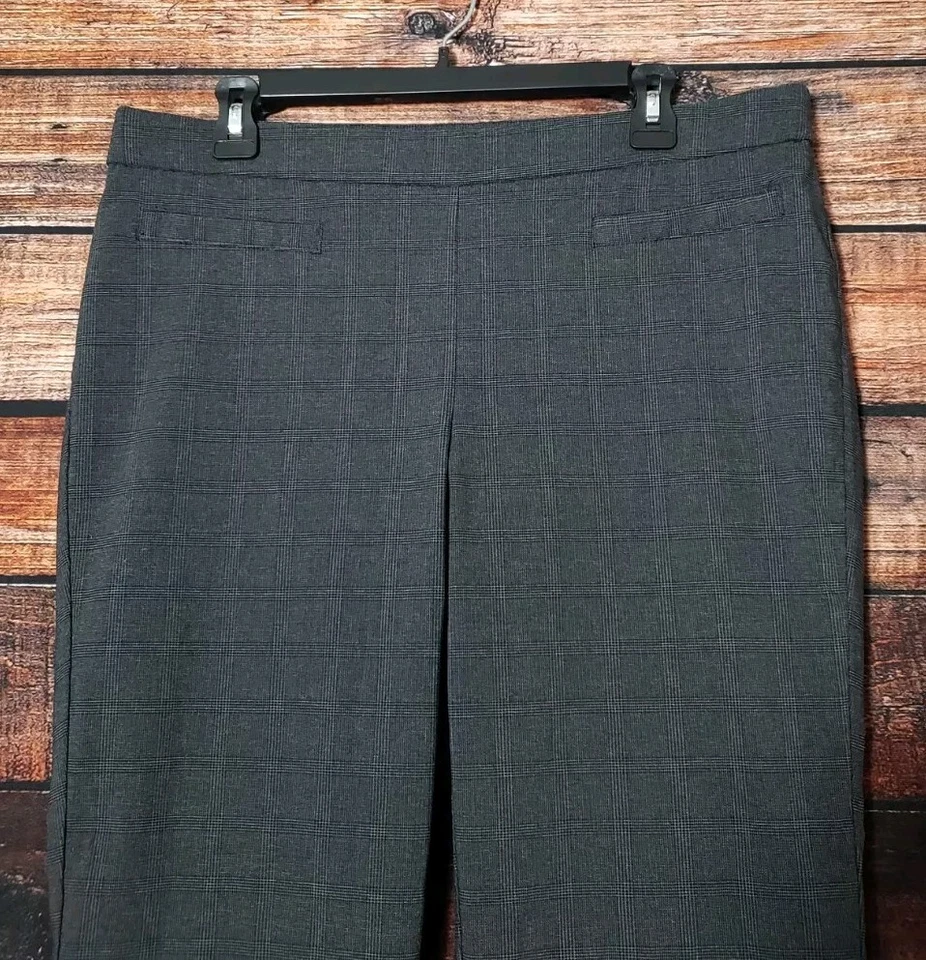 Pantalones Sag Harbor 12 Vestido Elástico Cintura Elástica Mezcla Rayón Gris Cuadros Para Mujer Foto 2 de 4