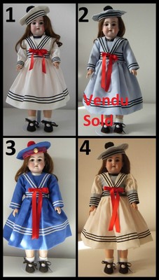 dress & beret doll antique Kestner Twin SFBJ dress & hat antique bisque doll