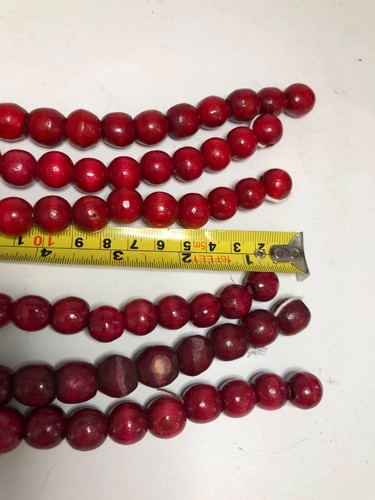 Vintage Weihnachtsgirlande Rot Holzperlen 6 Stränge je 9 Fuß - Bild 5 von 7