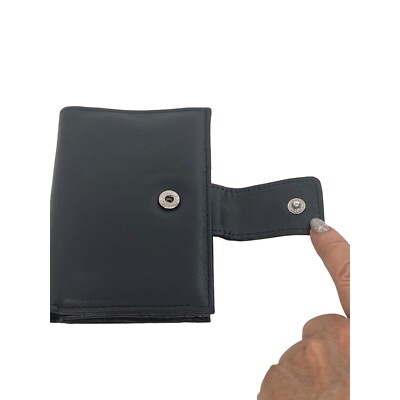 Guang Tong Women's Black Leather Wallet Bifold Slots Coin Purse
