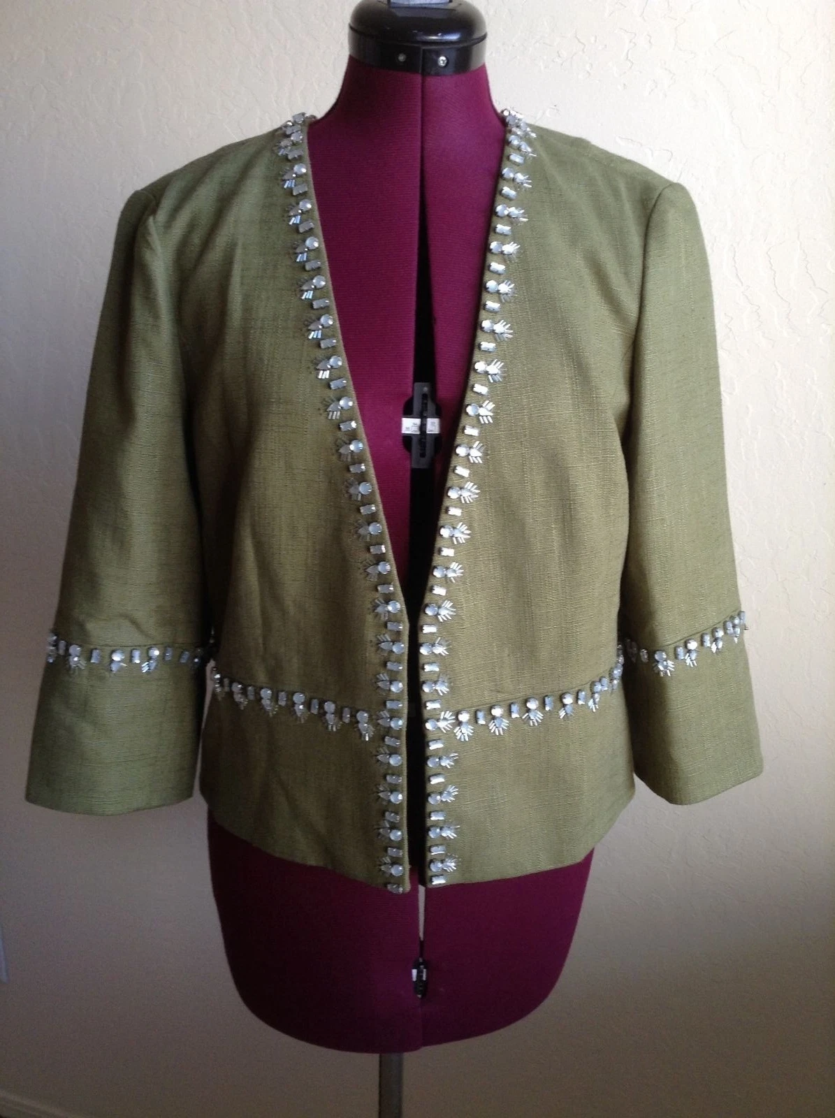 Giacca nuova TORY BURCH $525 AVERY impreziosita * colline verde * taglia 8 * SPLENDIDA!