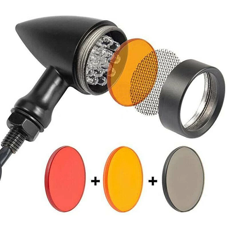 Señales de giro de bala LED rojas para motocicleta Yamaha XS750 XS650 XS500 XS400 negras Foto 4 de 4