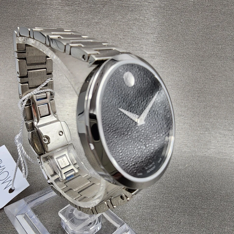 Reloj automático Movado Muesem para mujer 32 mm esfera negra acero fecha redondo 0607678 Foto 4 de 4