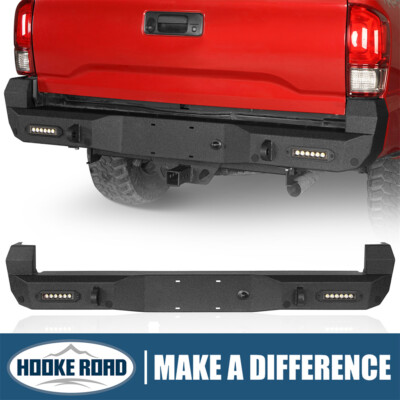 Hooke Road Steel Rear Bumper w/ License Plate Light for 2016-2023 Toyota Tacoma