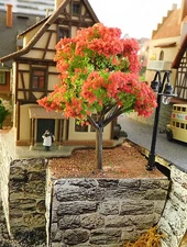 5 Red Blooming Trees, 60 mm High