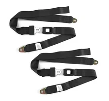 CLASSIC STYLE STANDARD BLACK SEAT BELTS MUSCLECAR HOTROD PAIR LH&RH