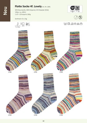 RELLANA GARNE Fl. Socke Loveley 4f. bunt geringelt kühl Baumwolle Sommer Stretch Wollallergie