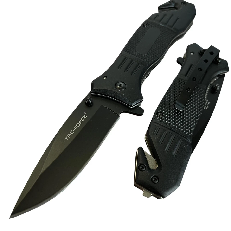 TAC FORCE Mango de Aluminio Asistido por Resorte 3CR13 Negro Acero Inoxidable Táctico Foto 3 de 4