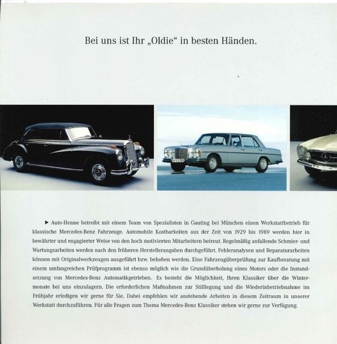 Mercedes-Benz Munich Classic Service Brochure German Text colour - Picture 2 of 2