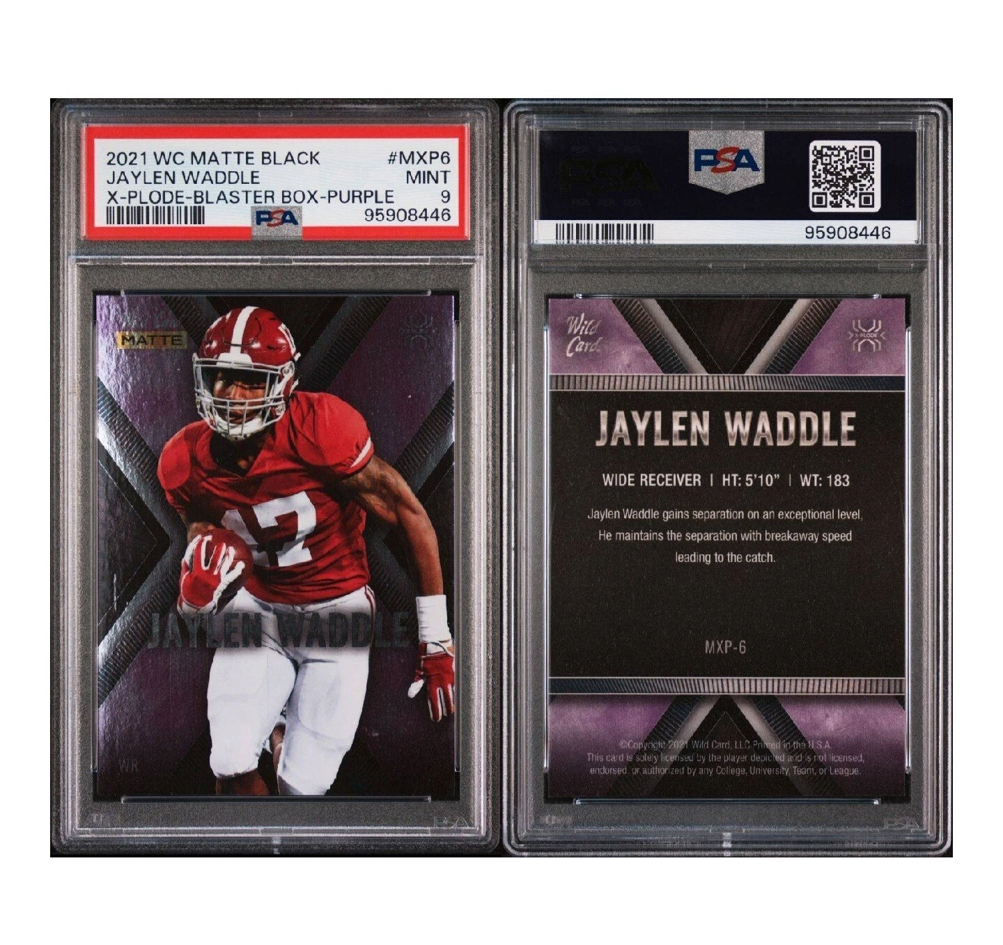 Jaylen Waddle Wild Card Matte Black X-Plode #MXP6 Blaster Box-Purple
