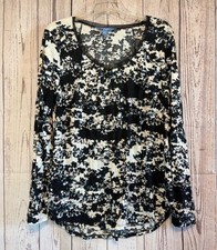 Simply Vera Vera Wang Black Print Tunic Top Blouse Longer Top Size Large