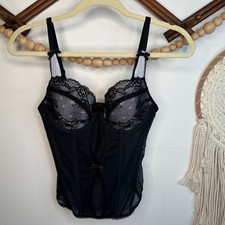 Soma Black Floral Mesh Bustier 34B