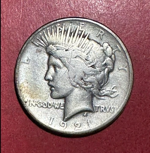 1921 US Peace SILVER Dollar! KEY DATE! "Philadelphia Mint" FINE! Old US Coin!