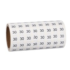 0.4" Small Round Number Stickers Roll, 1000 Pcs Circle Labels, Black Number 30