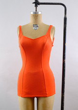 Vintage Sears Pin Up Swimsuit 1960s Retro Orange One Piece - Medium Size 36