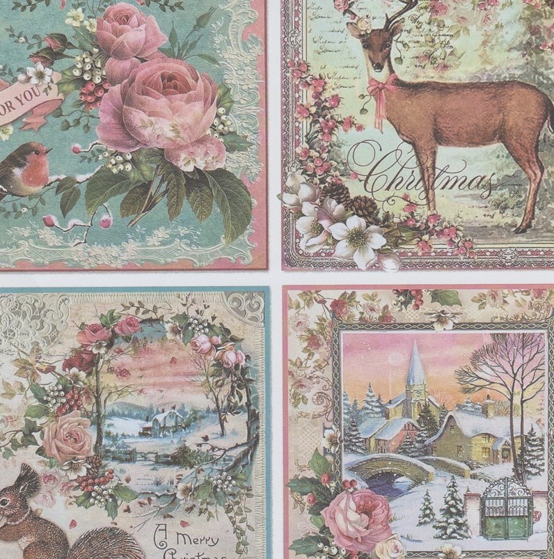 Victorian Trading 15 Sheet Pink Blue Christmas Planner Journal Papers 29T