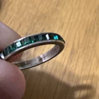 Vintage Art Deco Ring (1937 Marking) Green Stones Sterling Silver Size 5.5