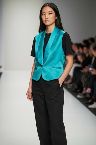 Authentic BCBGMAXAZRIA Runway Collection Silk Vest Teal Designer Sample Rare - Picture 1 of 8