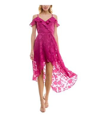 BCX DRESS Womens Purple Lined Belted Pull-on Cap Sleeve Dress Juniors 3X