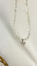 Clear Glass Beaded Choker Necklace with Heart...