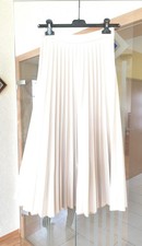 Stradivarius Damen Faux Leather Plissee Rock Beige Weiß XS