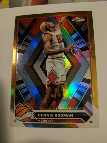 2023-24 Topps Chrome Dennis Rodman #87 Gold Refractor #D /50 Bulls HOF 🔥 - Bild 2 von 8