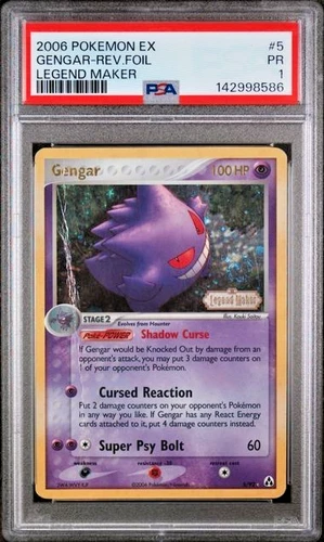 SWIRL PSA 1 2006 Pokemon EX Legend Maker Gengar STAMPED Reverse Holo Foil 5/92