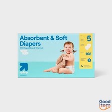 Disposable Diapers - Size 5 - 168ct - up up  : 27 lbs, Hypoallergenic