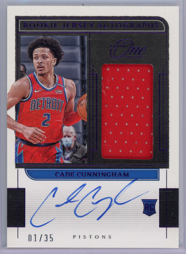 Cade Cunningham Rookie Jersey Patch Auto /35 RPA 2021-22 One & One #RJ-CCH