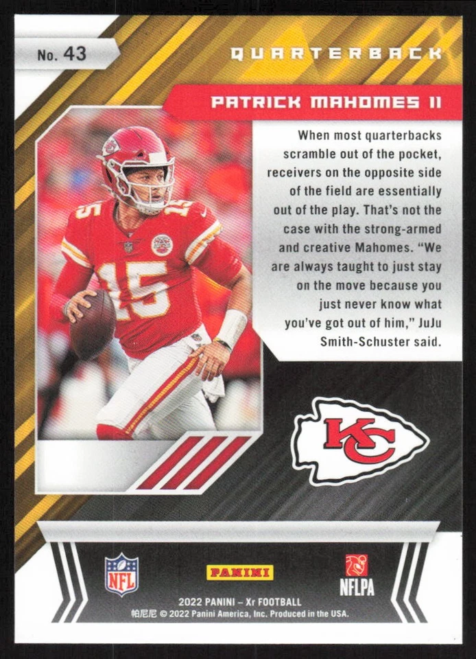 2022 Panini XR Red #43 Patrick Mahomes II /249 Kansas City Chiefs - Image 2 of 2
