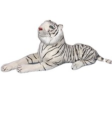 HUGE 61  W/ Tail Vintage Jumbo Realistic White Tiger Large Stuffed Animal Plush