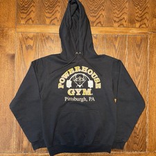 Powerhouse Gym Hoodie Men  s Small Black Bodybuilding Weightlifting Pittsburgh