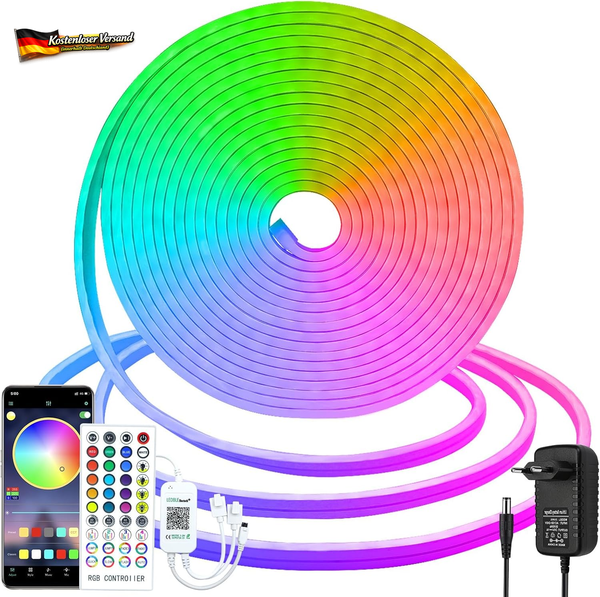 Cciland LED Strip 10M 24V Neon Streifen Dimmbar 2700K Mit Timer | Silikon Flexib-image