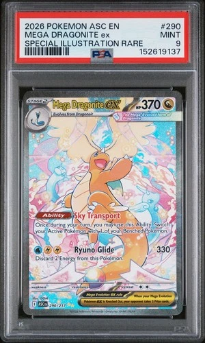 2026 POKEMON ASCENDED HEROES SPECIAL ILLUSTRATION RARE MEGA DRAGONITE EX PSA 9