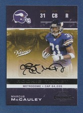 MARCUS MCCAULEY 2007 Contenders AUTO RC #192 Vikings Signed Rookie Playoff Card*. rookie card picture