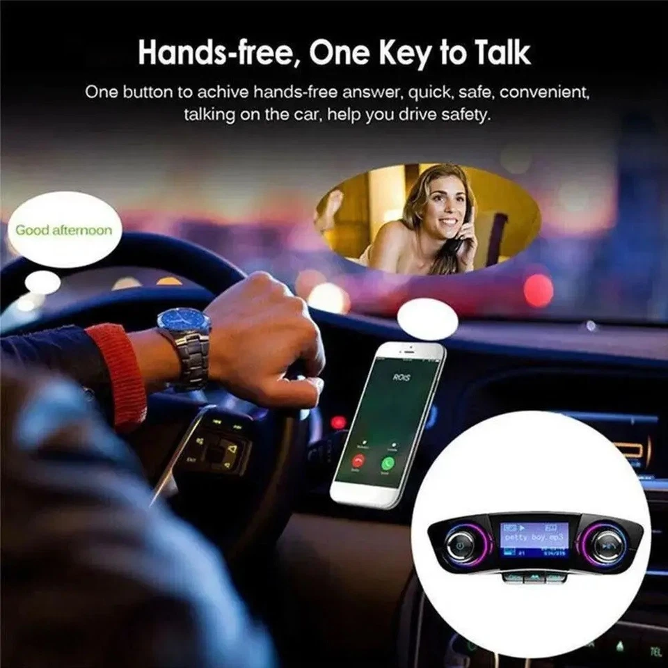 Car Bluetooth 4.0 FM Transmitter MP3 Audio Adapter 2 USB Charger AUX Hands-free - Image 4 of 4
