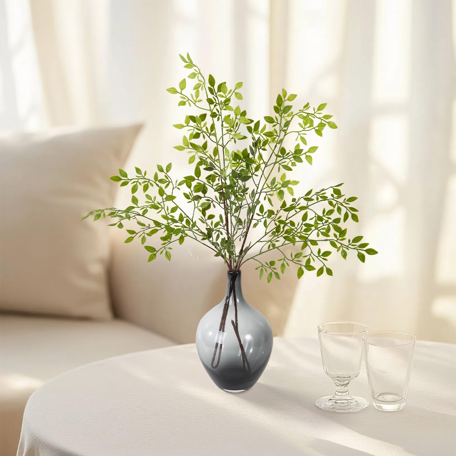 6pcs 36 Inch Artificial Plants Fake Greenery Branches for Vase, Faux Green Na...
