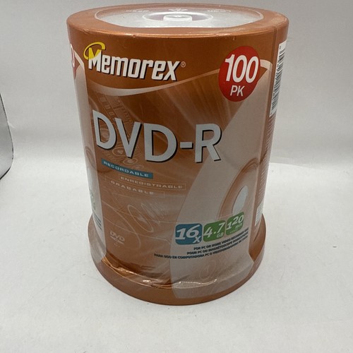 Memorex DVD-R 100-Pack 4.7 GB, 16X Speed, 120 Minute Blank Recordable Discs New - Picture 2 of 6