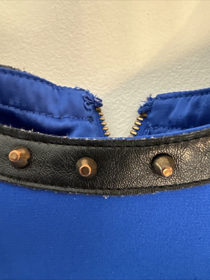 Top Express Tachonado Mujer Pequeño Cuero Peplum Azul Real Carrera’s Foto 4 de 4