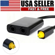 Optical Toslink Digital Splitter Adapter 1 In 2 Out Dual Port Audio Cable Fiber