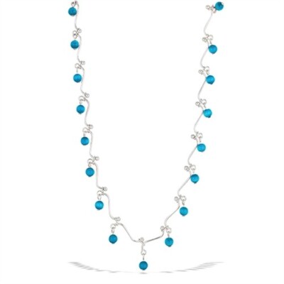 Collier Pendentif Garçon En Argent 925 Avec Opale Synthétique Bleue – Chaîne 18 Pouces