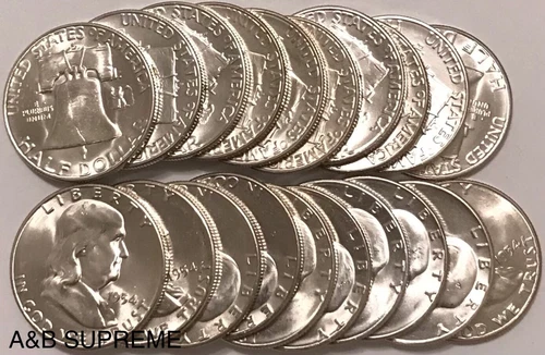Roll (20) 1954 S Franklin Half Dollar From Estate GEM BU Uncirculated 90% Silver