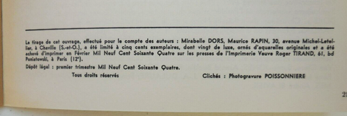 MIRABELLE DORS. oeuvres sculptées. Maurice Rapin. 500 ex. 1964. envoi de M.Dors - Foto 7 di 7