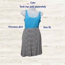 Cato size XL womens skirt black with white prints fit n flare