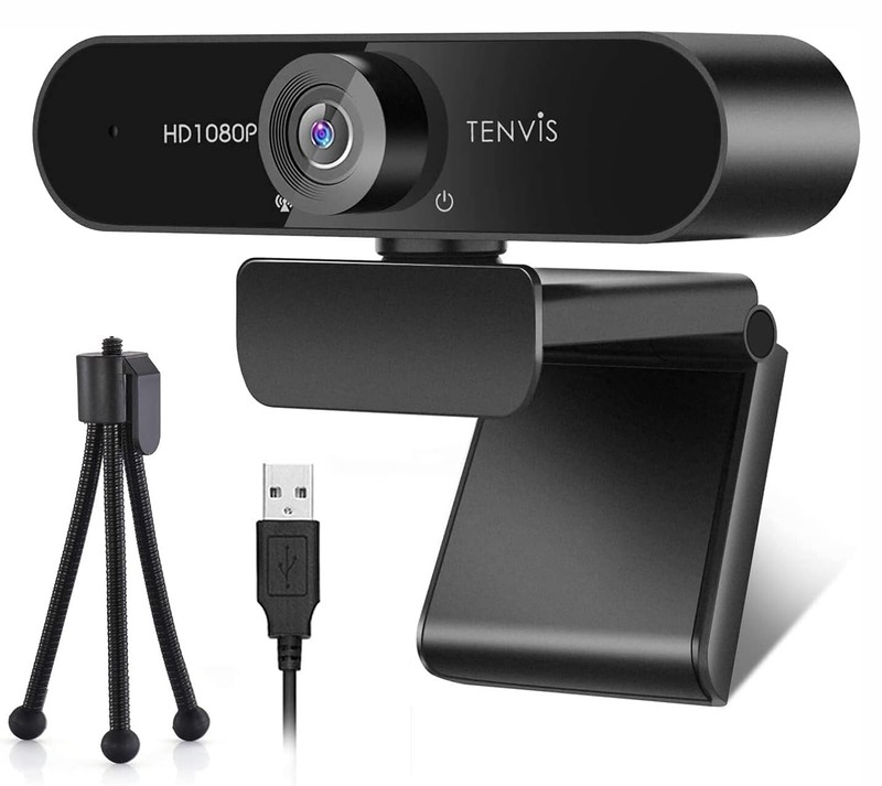 Full 1080P HD Webcam 120° Wide Angle Streaming Camera with Microphone Tripod
