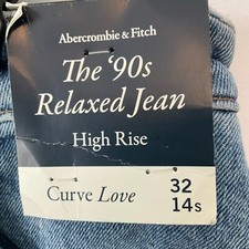 Abercombie And Fitch High Rise Distressed Blue Jeans Womens Size 14S 32 Relaxed