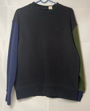 1990s Vintage Levi's Color Block Sweatshirt Size S Black Navy Blue Olive Green